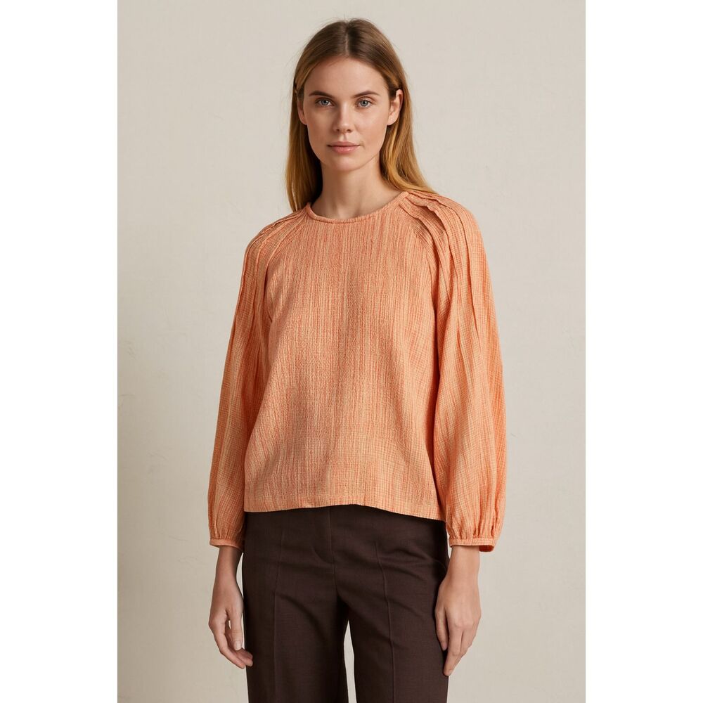 CECILIE Copenhagen Orange Stripe Long Sleeve Blouse Shirt Top   Women's Size XS